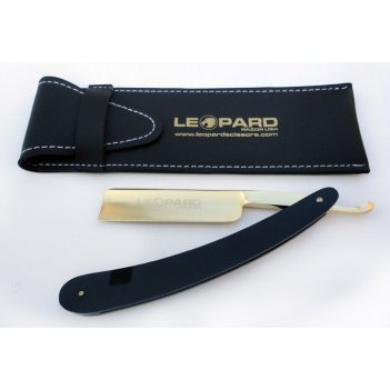 Опасная бритва Leopard пластиковая черная ручка, лезвие золото, 6,5 дюйма